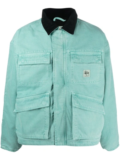 Stussy Washed Canvas Shop Jacket In Teal In Green | ModeSens