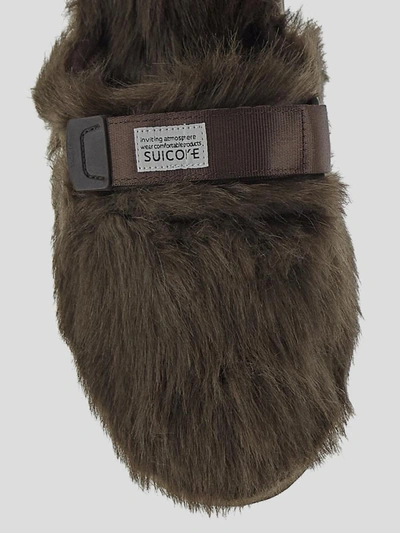 Shop Suicoke Mules In <p> Mules In Dark Brown Acrylic With Hairy Outer