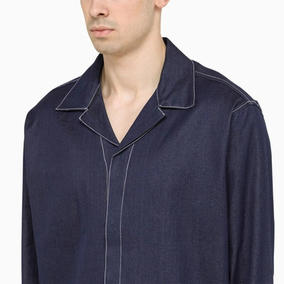 Shop Sunnei Shirt With Stitching In Blue