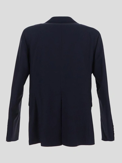 Shop Tagliatore Single-breasted Jacket In <p> Jacket In Navy Wool With Geometric Motif