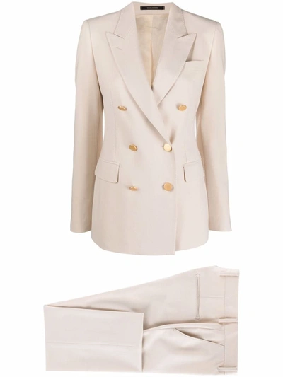 Shop Tagliatore Wool Blend Suit In Cream