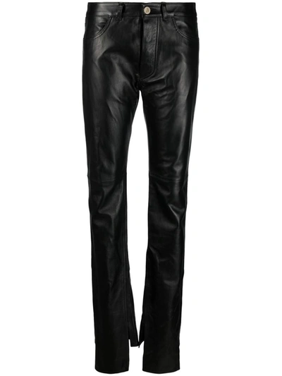 Shop Attico The  High Waist Leather Trousers In Black