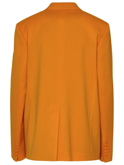 Shop Attico The  Orange Wool Blend White Blazer Jacket