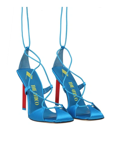 Shop Attico The  Satin Sandal In Turquoise