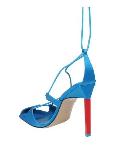 Shop Attico The  Satin Sandal In Turquoise
