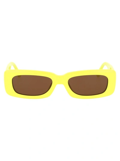 Shop Attico The  Sunglasses In Lemon/yellow Gold/brown