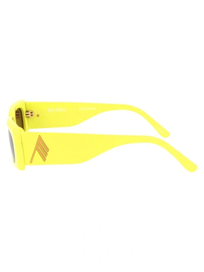Attico Mini Marfa Rectangular Sunglasses In Lemon/yellow Gold/brown