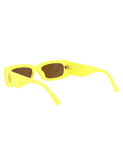 Attico Mini Marfa Rectangular Sunglasses In Lemon/yellow Gold/brown
