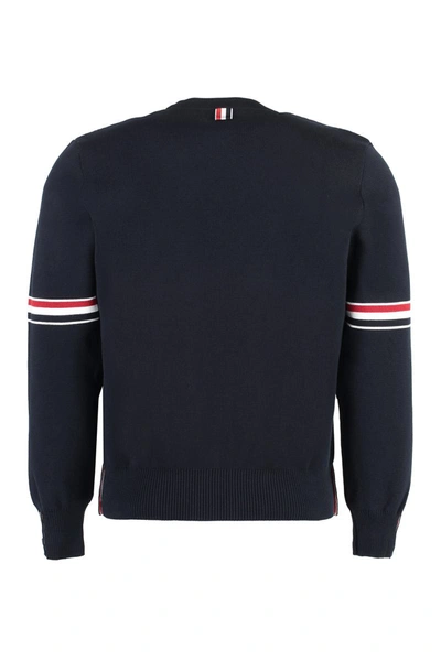 Shop Thom Browne Cotton Crew-neck Sweater In Blue