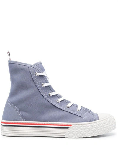 Shop Thom Browne Lace-up Sneakers With Logo In Blue