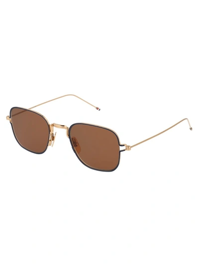 Shop Thom Browne Sunglasses In White Gold - Navy W/ Dark Brown