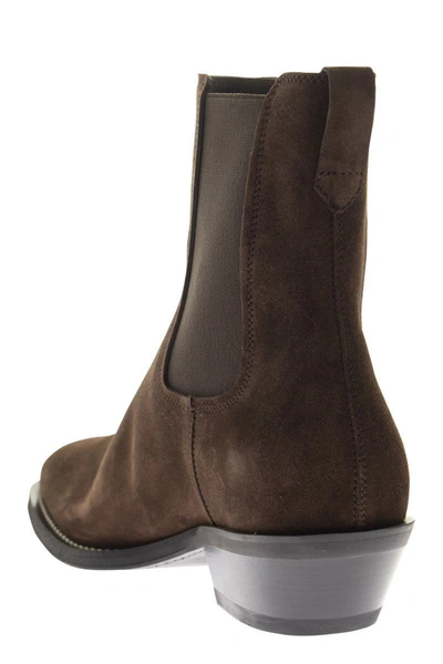 Shop Tod's Texan Suede Ankle Boot In Brown