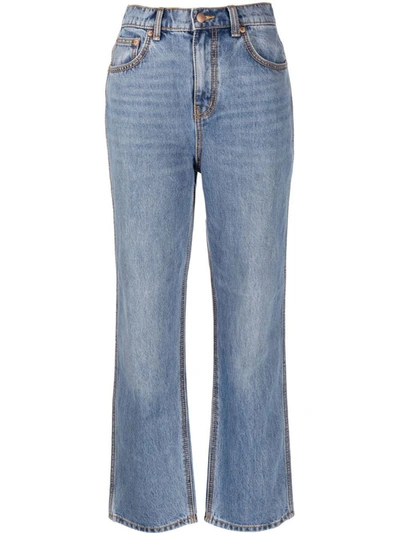 Shop Tory Burch High Rise Straight Jeans In Blue