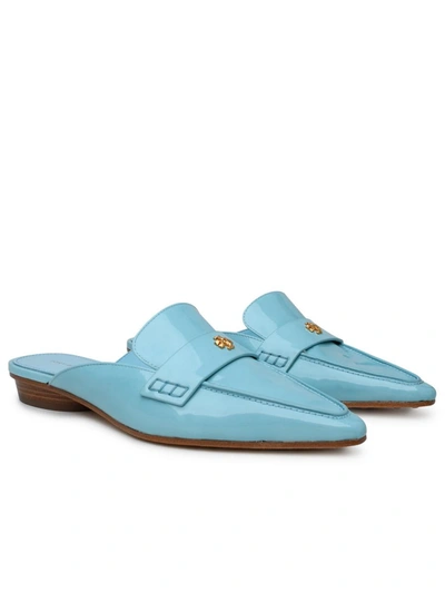 Shop Tory Burch Light Blue Shiny Leather Pointed Sabots