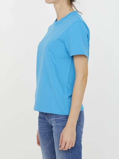 Shop Bottega Veneta Turquoise Cotton T-shirt