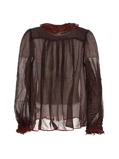 Shop Ulla Johnson Pippa Blouse In <p> Blouse In Brown Silk With Irregular Pois Pattern And Ruffles
