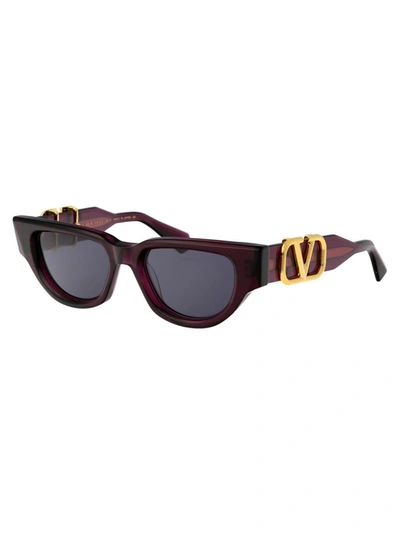 Shop Valentino Garavani Sunglasses In 103d Pur - Gld