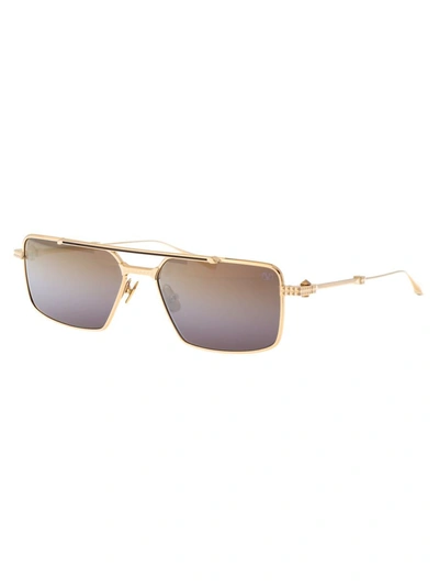 Valentino Vi Studded Rectangular Sunglasses In 111b Gld - Brn