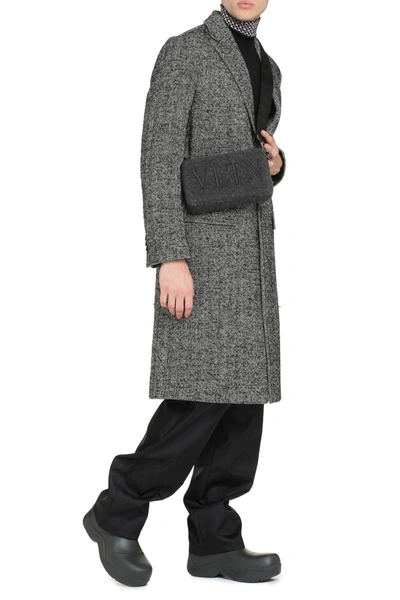 Shop Valentino Mixed Wool Tweed Coat In Black