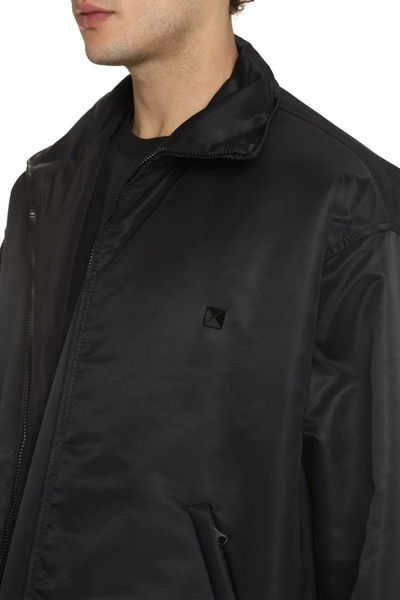 Shop Valentino Techno Fabric Jacket In Black
