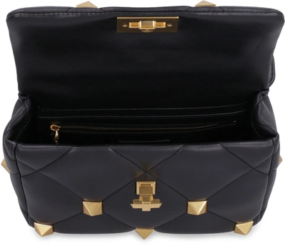 Shop Valentino Garavani - Roman Stud Quilted Leather Bag In Black