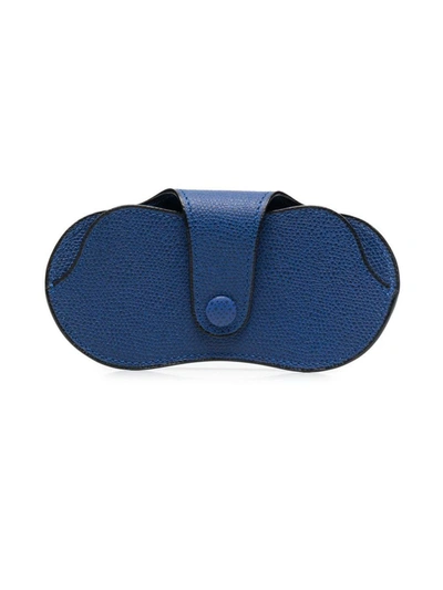 Shop Valextra Small Leather Glasses Case In Blue