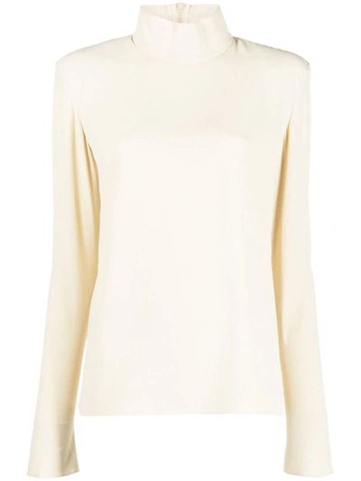 Veronique Leroy Véronique Leroy High Neck Zipped Long Sleeves Top In 12 Plaster