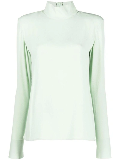 Shop Veronique Leroy Véronique Leroy High Neck Zipped Long Sleeves Top Clothing In 70 Mint