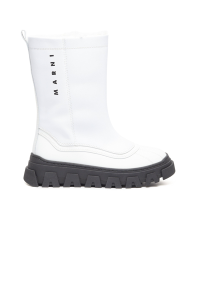 Shop Marni High Boots With Logo In White