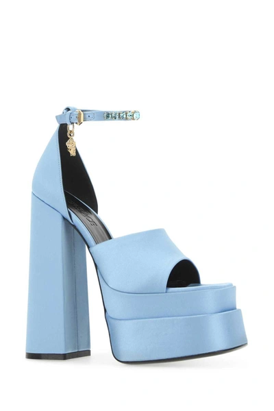Shop Versace Sandals In Light Blue