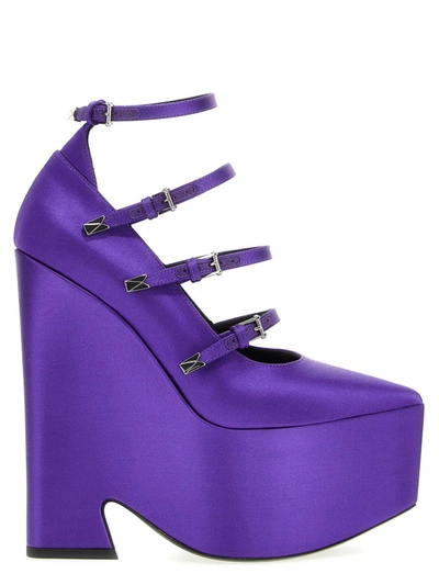Versace Purple Pointed Toe Pumps In Purple