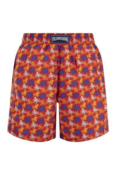 Shop Vilebrequin Micro Poulpes Swimming Shorts In Poppy