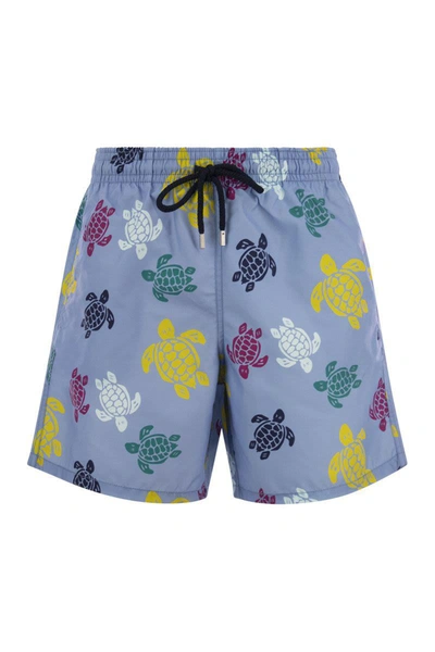 Shop Vilebrequin Ronde Des Tortues Multicolores Swimming Shorts In Light Blue