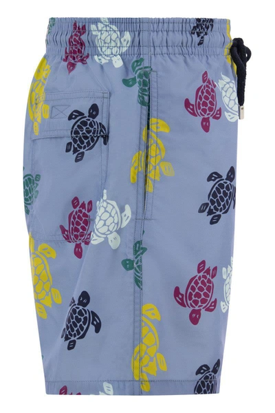 Shop Vilebrequin Ronde Des Tortues Multicolores Swimming Shorts In Light Blue