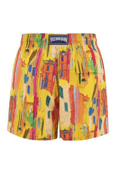 Shop Vilebrequin Sunny Streets Stretch Swim Shorts In Yellow