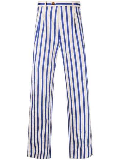 Shop Vivienne Westwood Striped Tailored Trousers In Blue