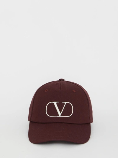 Shop Valentino Vlogo Signature Cap In Bordeaux