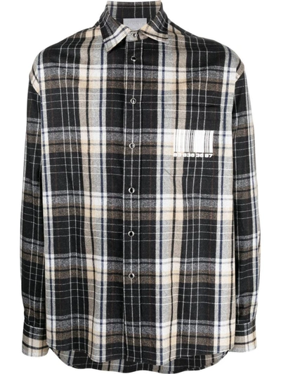 Shop Vtmnts Checked Flannel Shirt In Grey