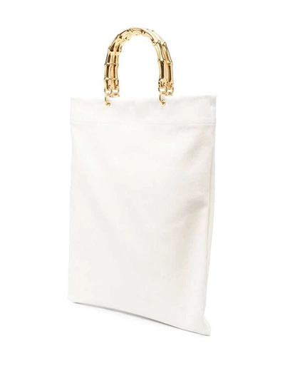 Shop Jil Sander White Tote Bag With Bamboo Handles In Leather Woman