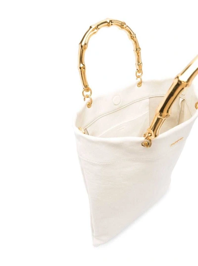 Shop Jil Sander White Tote Bag With Bamboo Handles In Leather Woman