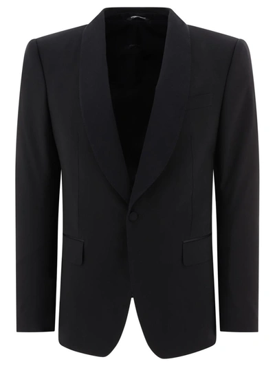Shop Dolce & Gabbana Wool And Silk Blazer In Black