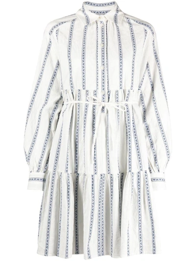 Shop Woolrich Geo Jacquard Mini Dress In White