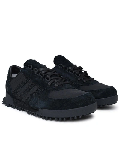 Shop Y-3 Black Suede Blend Marathon Sneakers