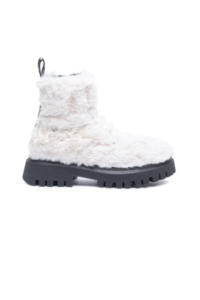 Shop N°21 Shearling-effect High Boots With Logo In White