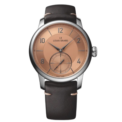Shop Louis Erard Excellence Petite Seconde Terracotta Automatic Brown Dial Men's Watch 34238aa07.bva26 In Black / Brown