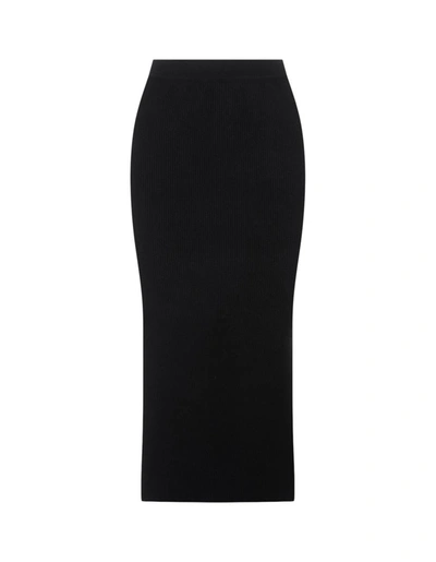 Shop A Paper Kid Knitted Longuette Skirt With Slit In Black