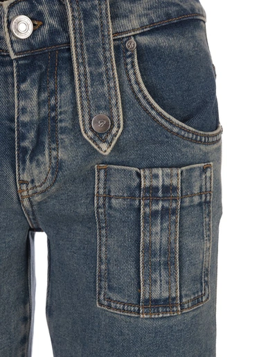Shop Blumarine Medium Straight Leg Cargo Jeans In Blue