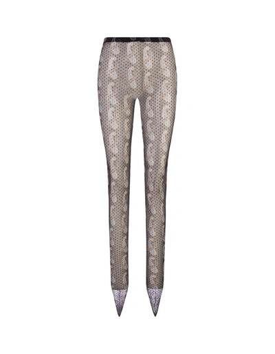 Shop Etro Polka Dot Tights With Light Blue Paisley Patterns In Black