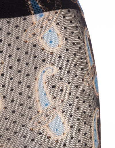 Shop Etro Polka Dot Tights With Light Blue Paisley Patterns In Black