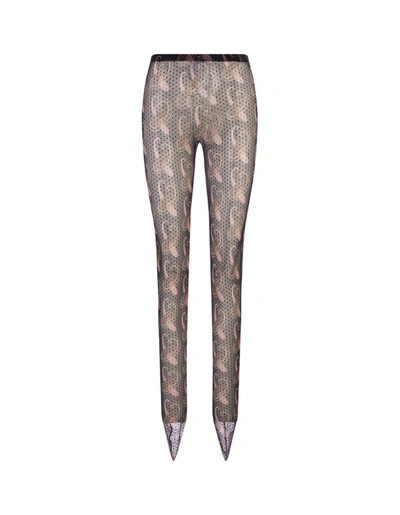 Shop Etro Polka Dot Tights With Pink Paisley Patterns In Black